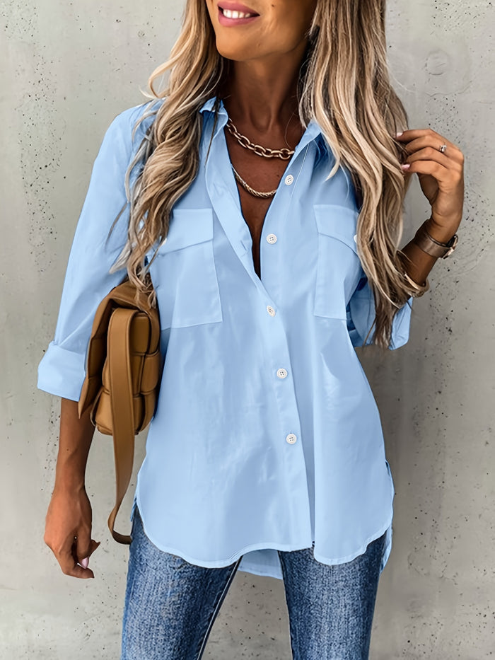 blouse voor dames โ Dariela | Effen Blouse met Knopen