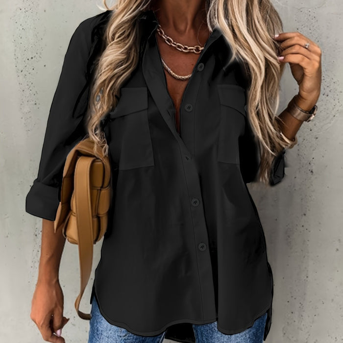 blouse voor dames โ Dariela | Effen Blouse met Knopen