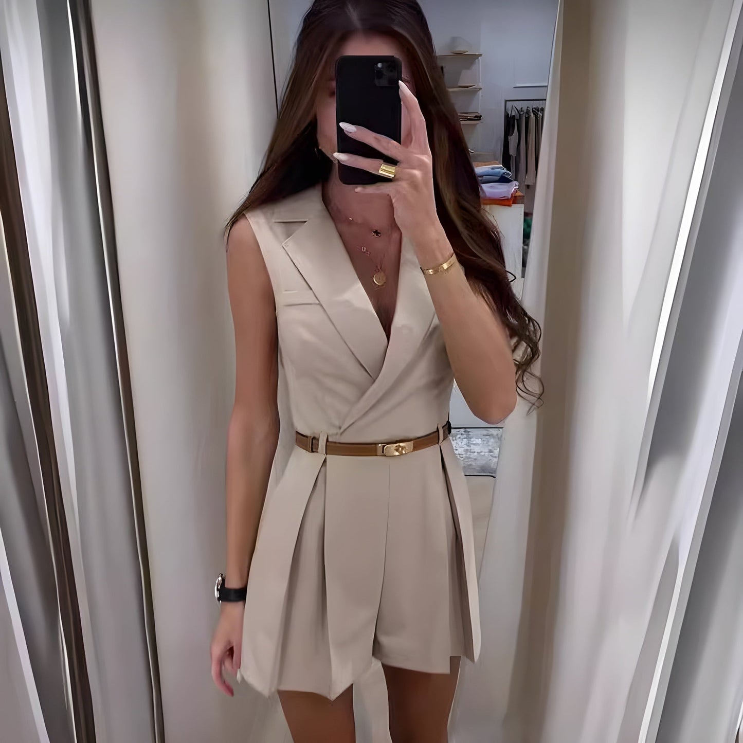 set voor dames – Deandra | Stijlvolle Mouwloze Jumpsuit
