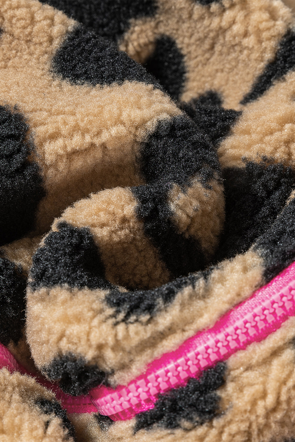 jas voor dames – Edda | Leopard Colorblock Fleece Jas Met Rits