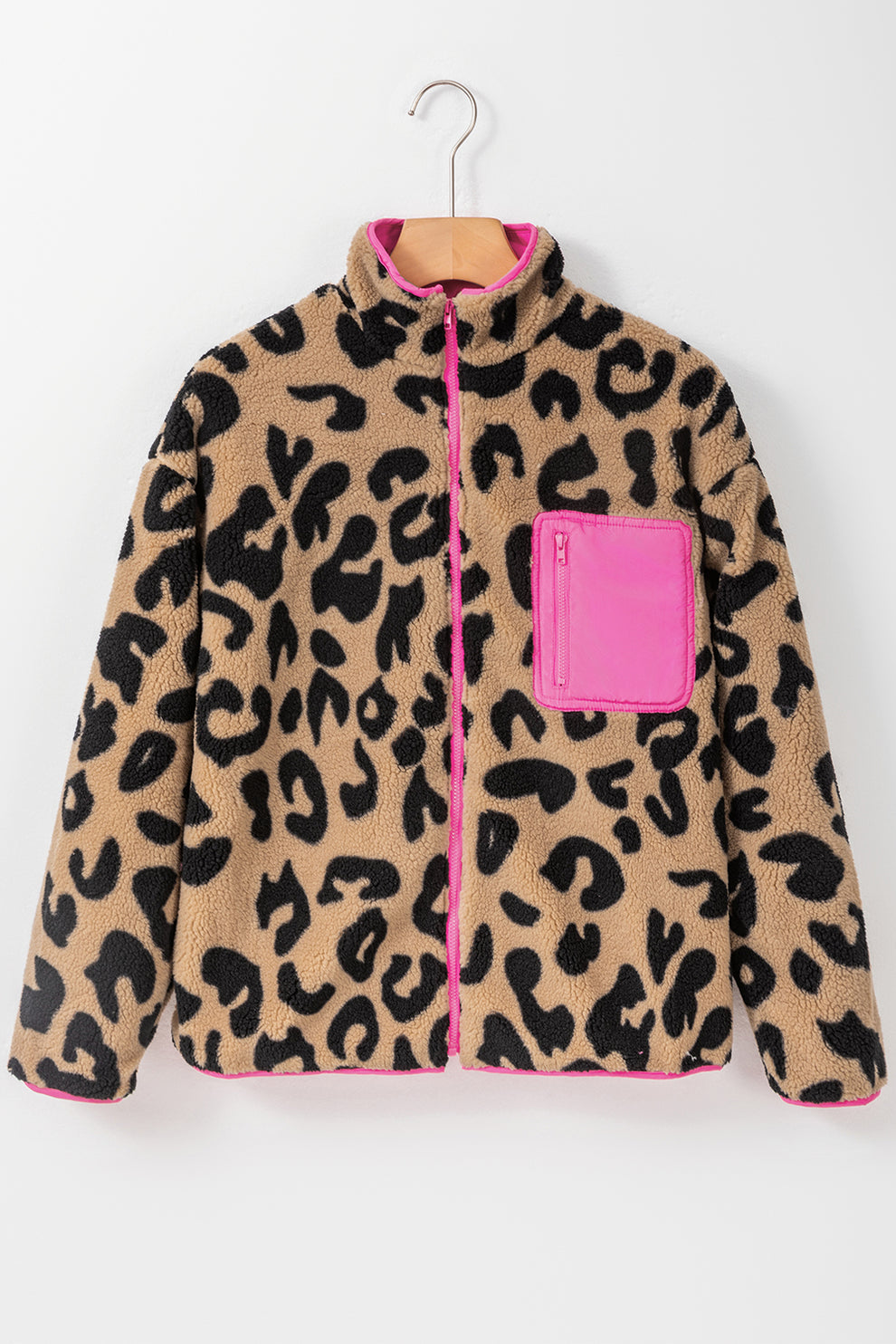 jas voor dames – Edda | Leopard Colorblock Fleece Jas Met Rits