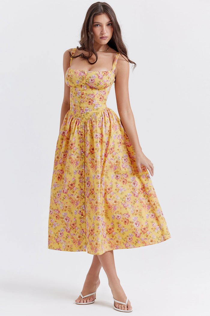jurk voor dames – Elysia | Bloemen Midi Zonnejurk