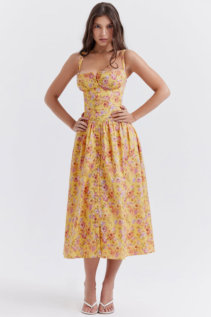 jurk voor dames – Elysia | Bloemen Midi Zonnejurk