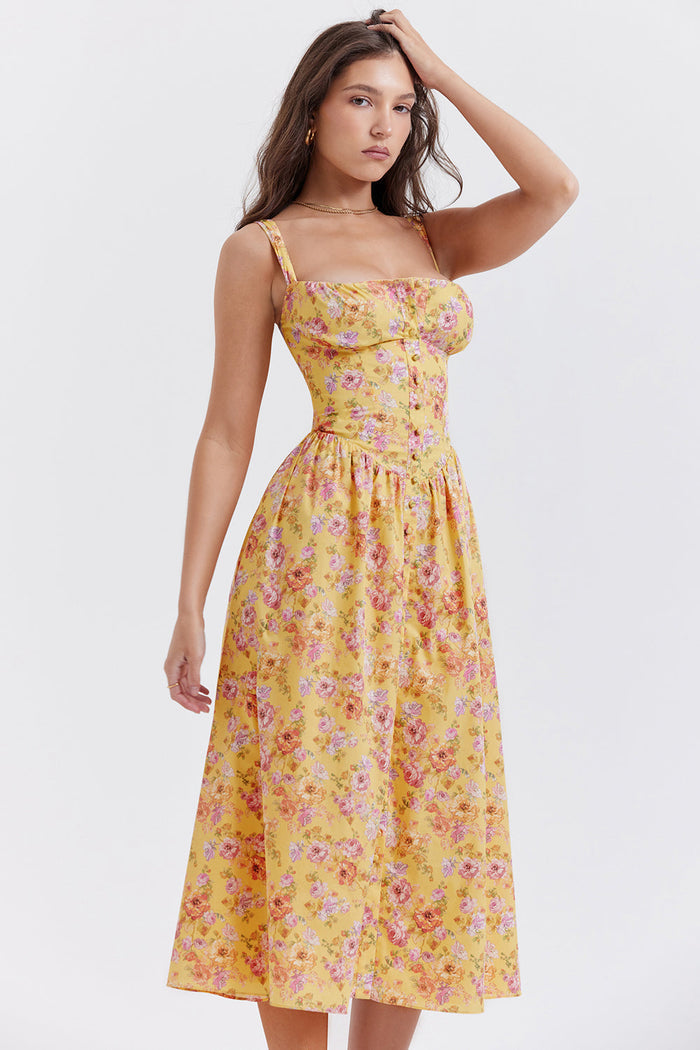 jurk voor dames – Elysia | Bloemen Midi Zonnejurk