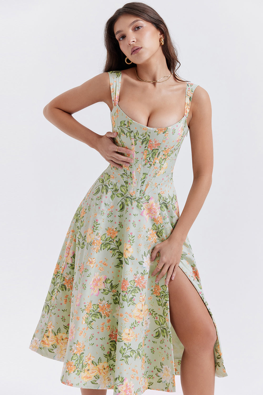 jurk voor dames – Elysia | Bloemen Midi Zonnejurk