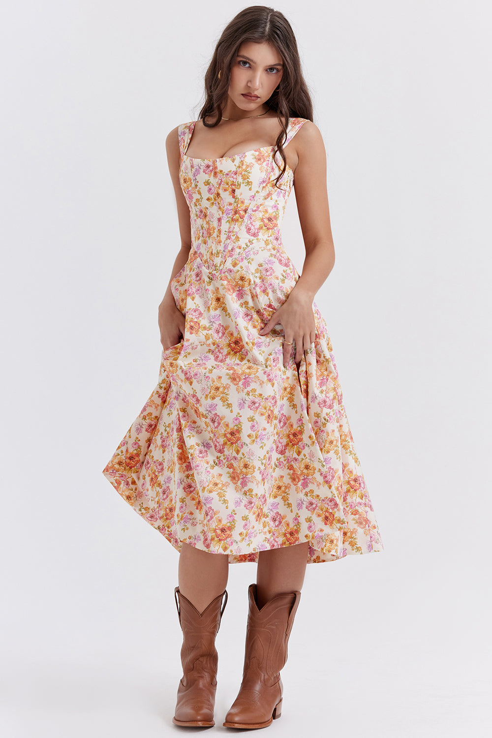 jurk voor dames – Elysia | Bloemen Midi Zonnejurk