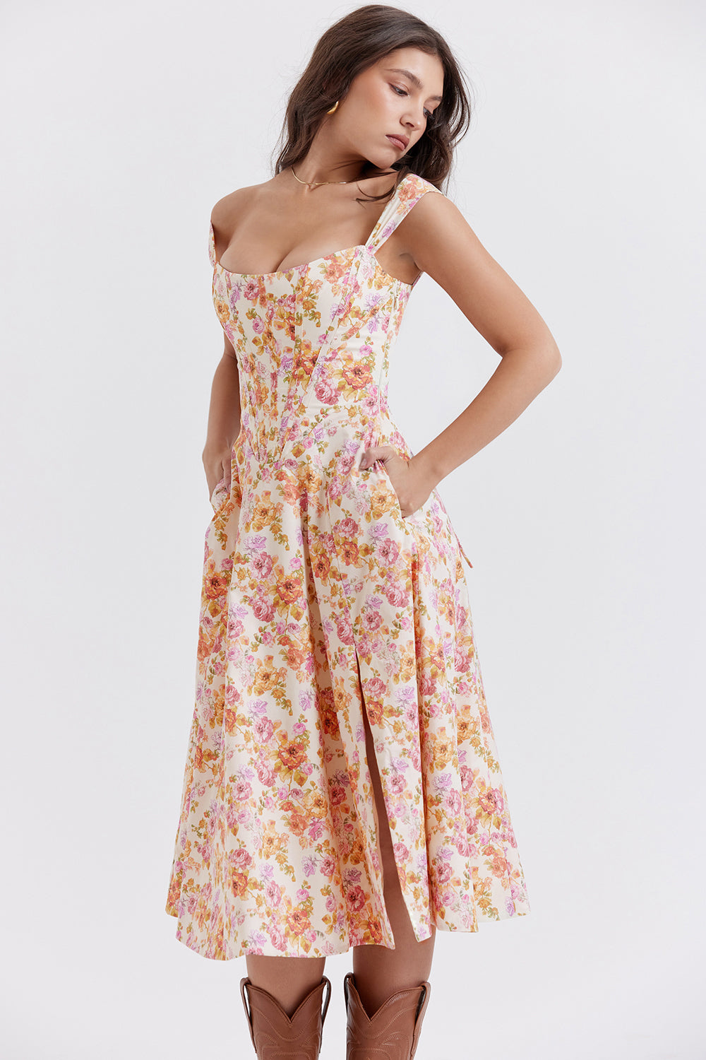 jurk voor dames – Elysia | Bloemen Midi Zonnejurk