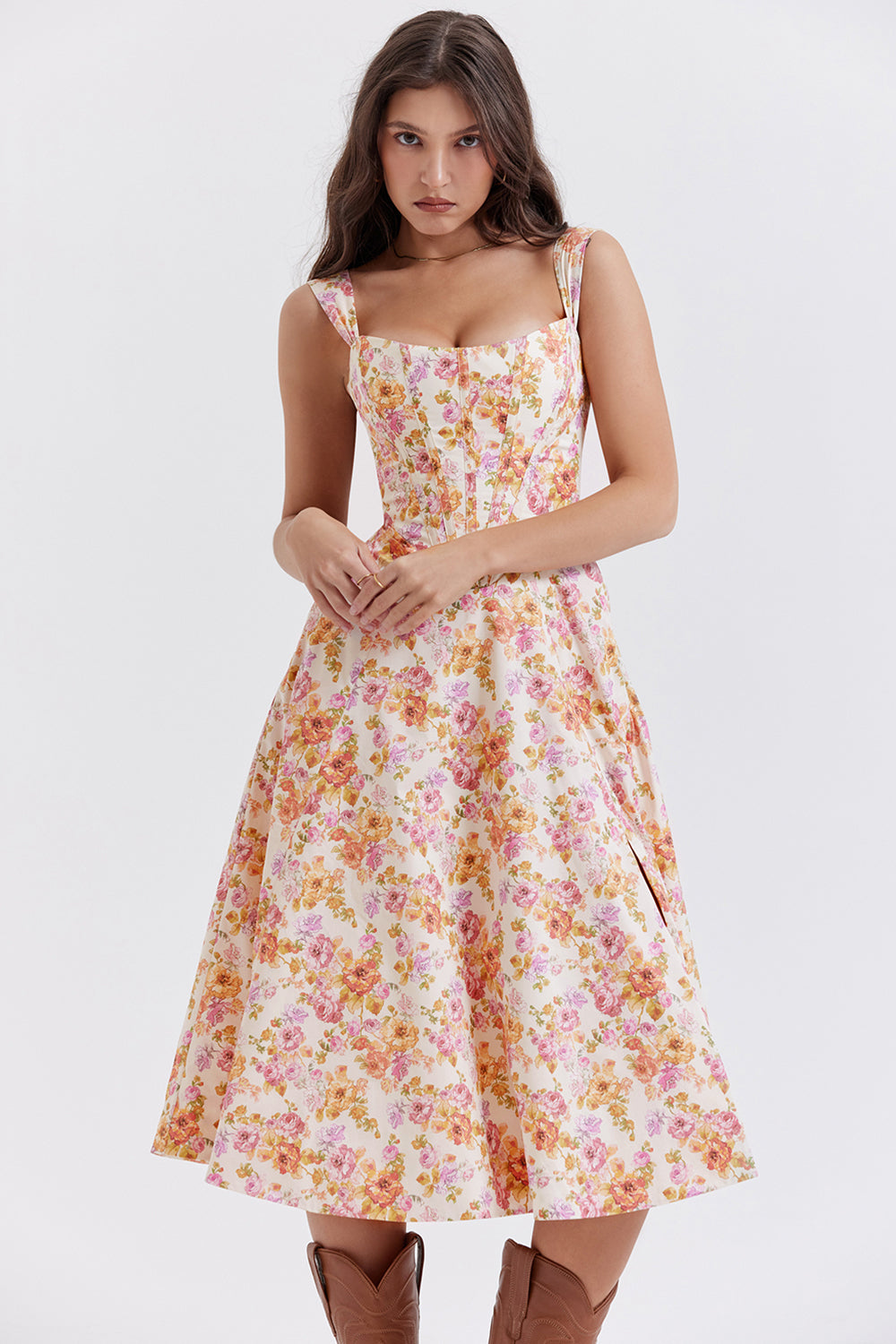jurk voor dames – Elysia | Bloemen Midi Zonnejurk