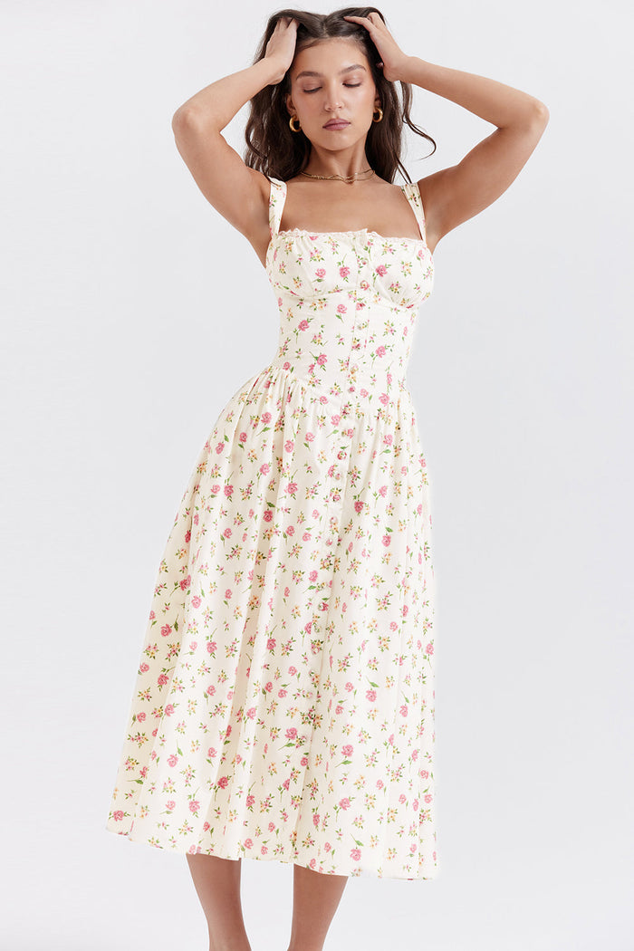 jurk voor dames – Elysia | Bloemen Midi Zonnejurk