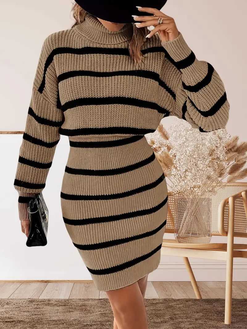 Lily | Gestreepte Gebreide Mini-Jurk - Fashion Lab