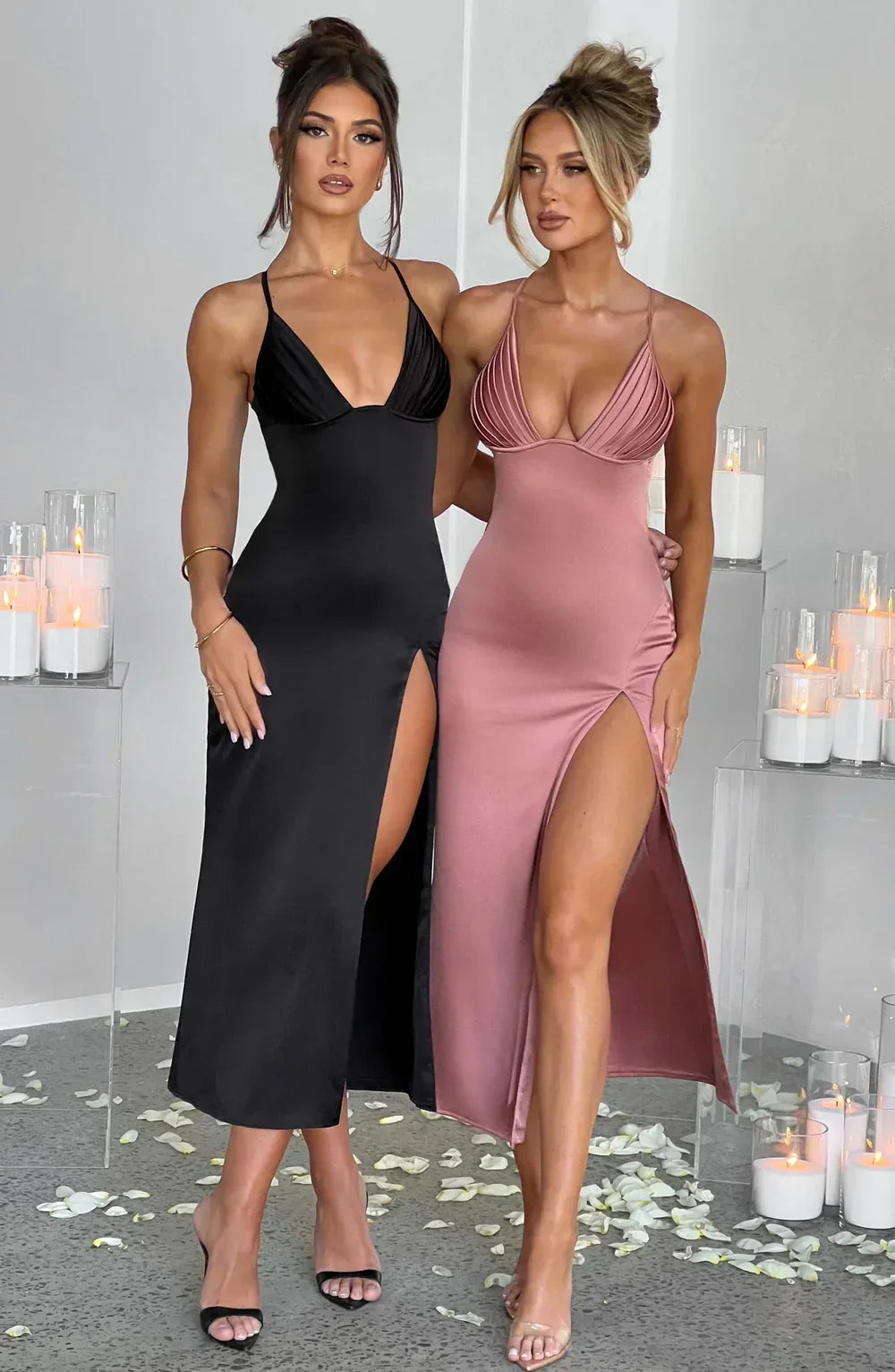 Fadia | Elegante Midi Jurk Met Spaghettibandjes - Fashion Lab