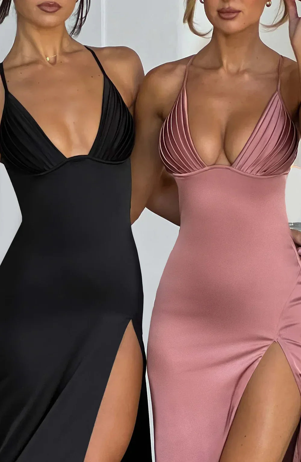 Fadia | Elegante Midi Jurk Met Spaghettibandjes - Fashion Lab