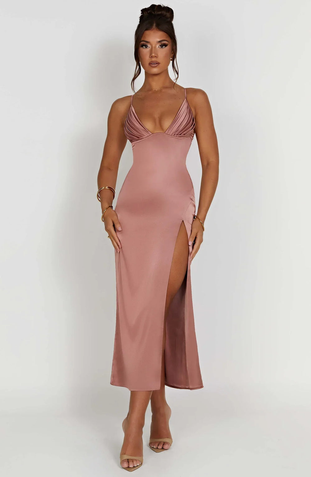 Fadia | Elegante Midi Jurk Met Spaghettibandjes - Fashion Lab