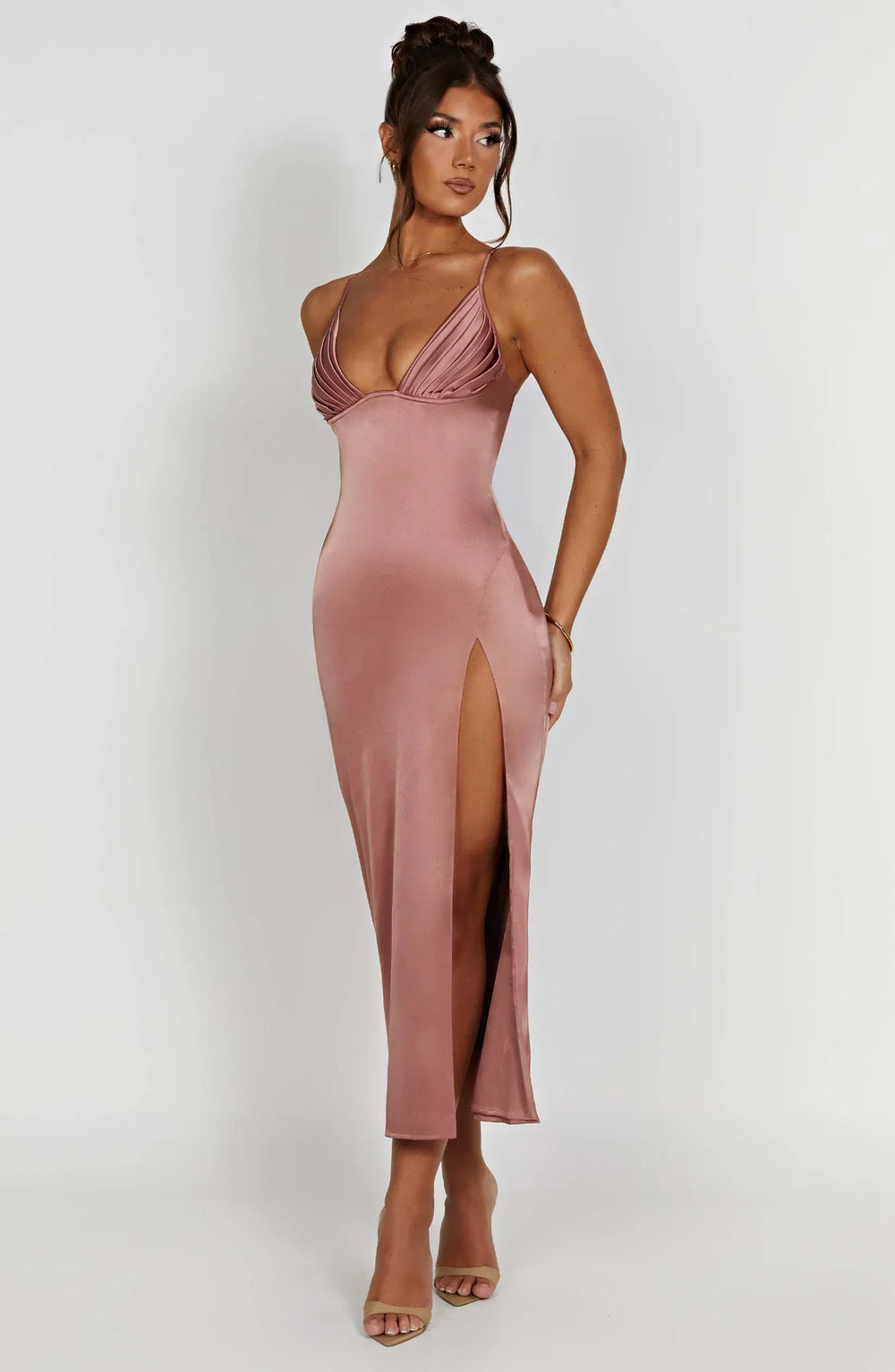 Fadia | Elegante Midi Jurk Met Spaghettibandjes - Fashion Lab