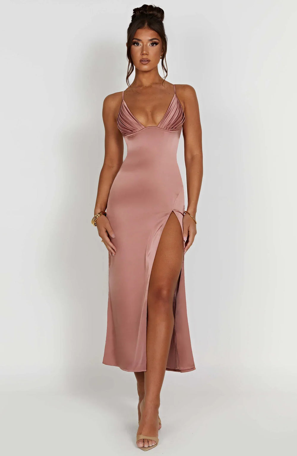 Fadia | Elegante Midi Jurk Met Spaghettibandjes - Fashion Lab