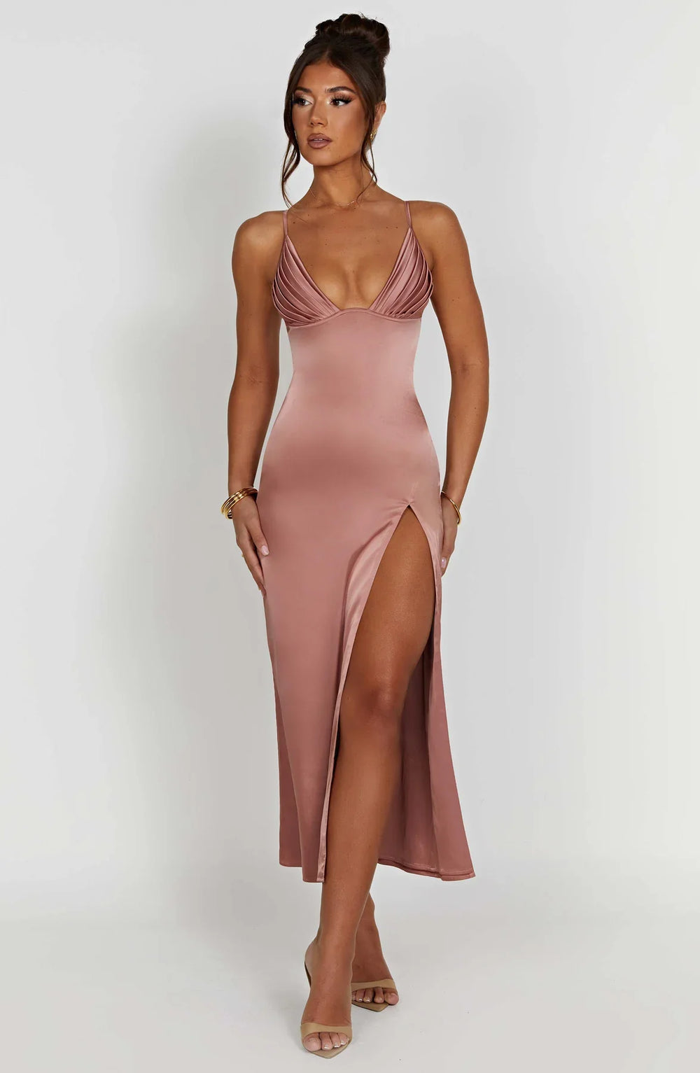 Fadia | Elegante Midi Jurk Met Spaghettibandjes - Fashion Lab
