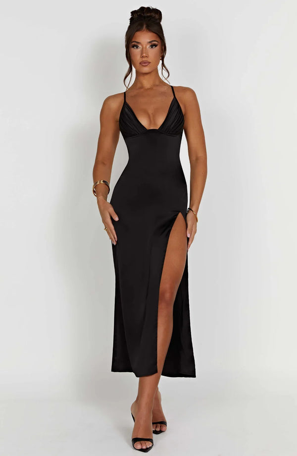 Fadia | Elegante Midi Jurk Met Spaghettibandjes - Fashion Lab