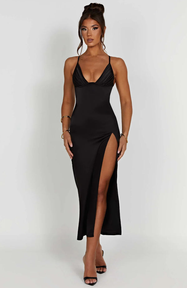 Fadia | Elegante Midi Jurk Met Spaghettibandjes - Fashion Lab
