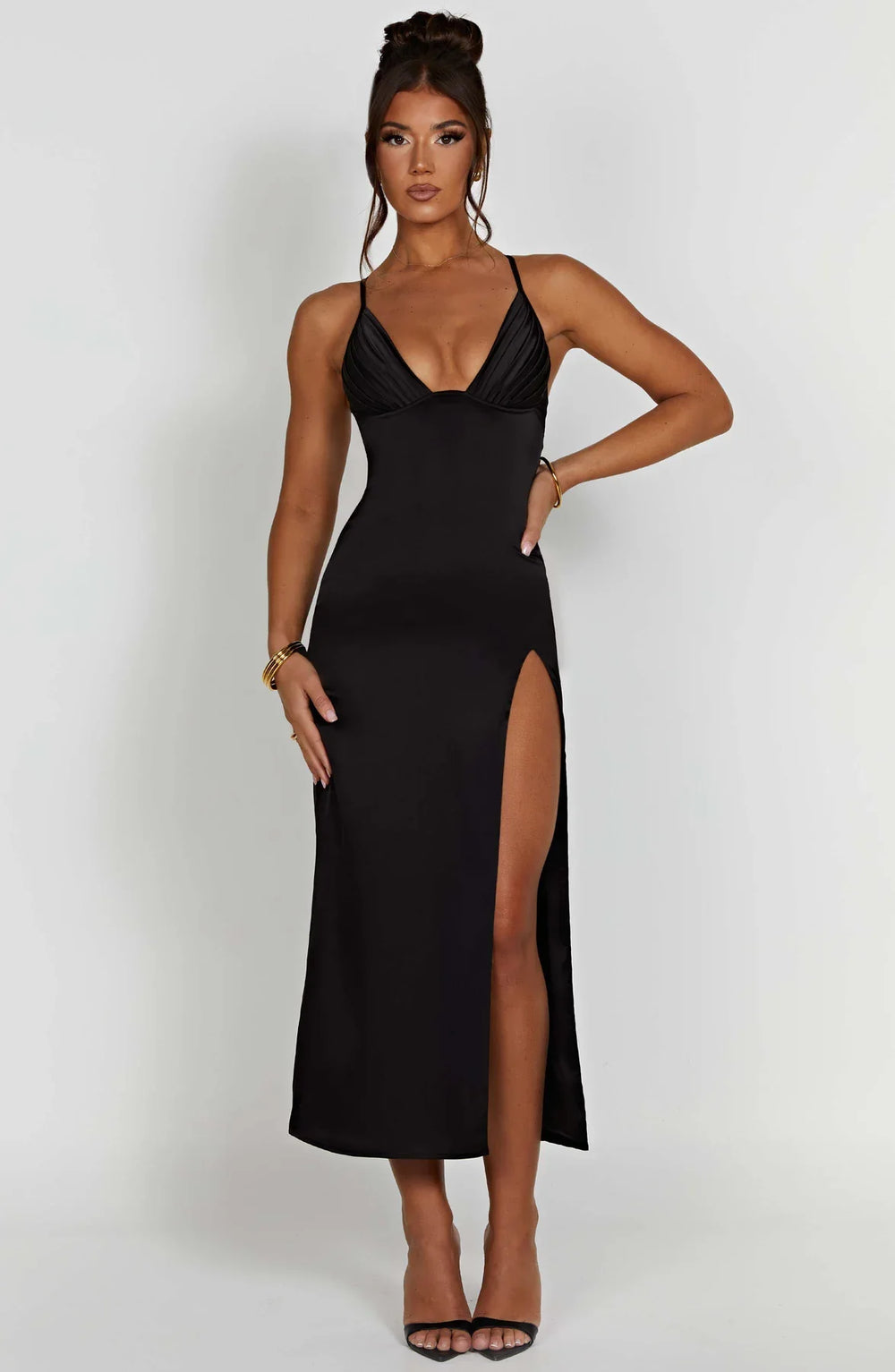 Fadia | Elegante Midi Jurk Met Spaghettibandjes - Fashion Lab
