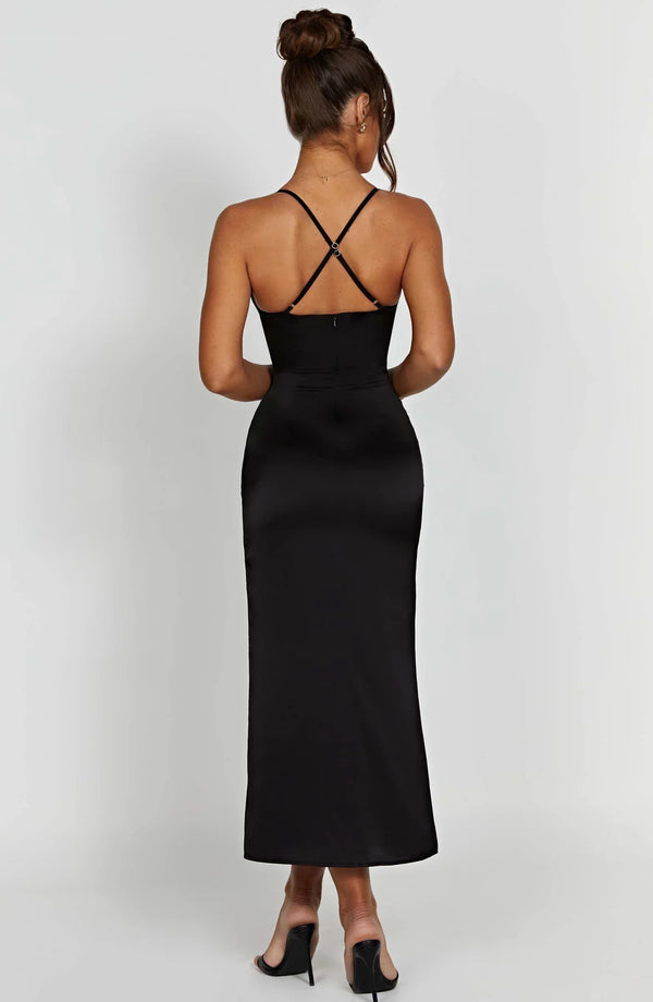 Fadia | Elegante Midi Jurk Met Spaghettibandjes - Fashion Lab