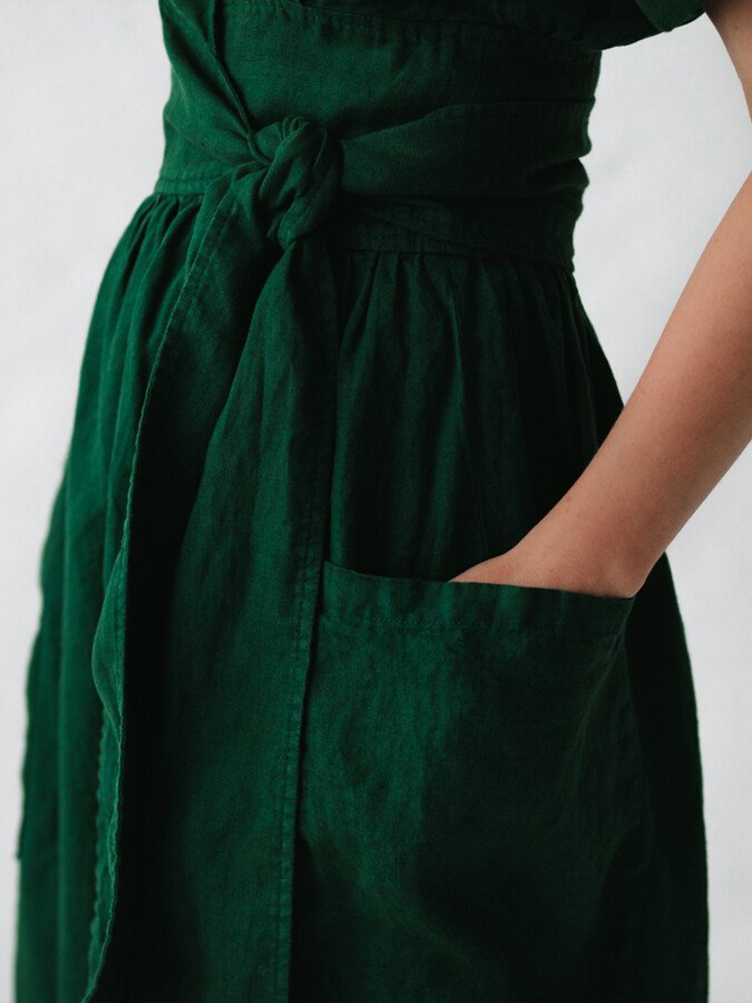 jurk voor dames – Fiala | Chique Linnen Vetersluiting Jurk