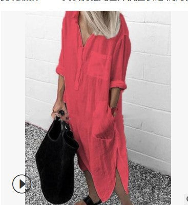 jurk voor dames – Filomena | Chique Katoen Linnen Shirtjurk