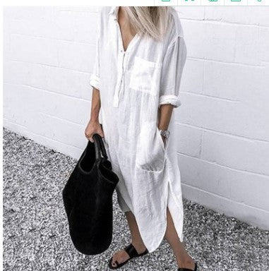 jurk voor dames – Filomena | Chique Katoen Linnen Shirtjurk