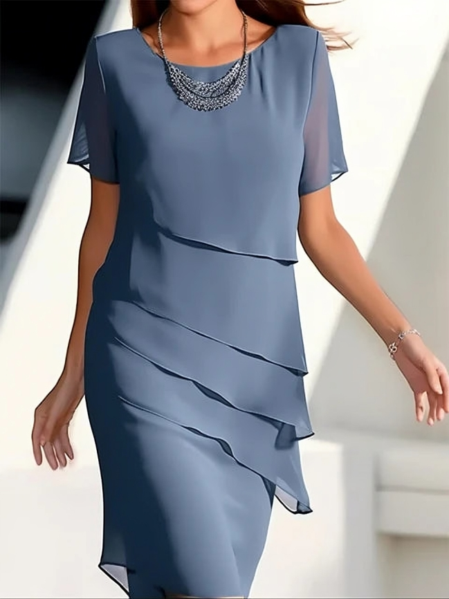 jurk voor dames โ Gavina | Elegante Midi Jurk Met Lagen
