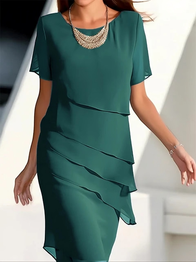 jurk voor dames โ Gavina | Elegante Midi Jurk Met Lagen