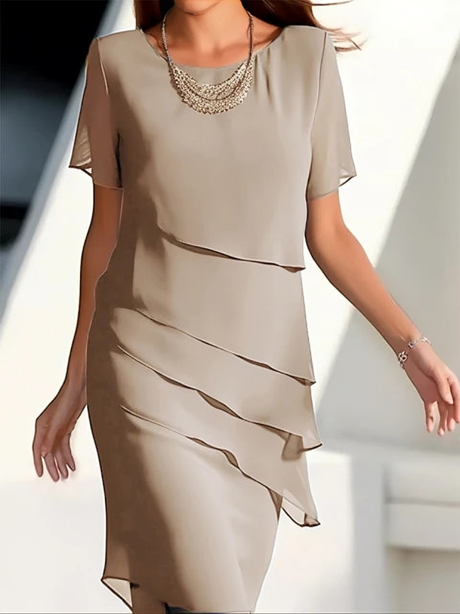 jurk voor dames โ Gavina | Elegante Midi Jurk Met Lagen