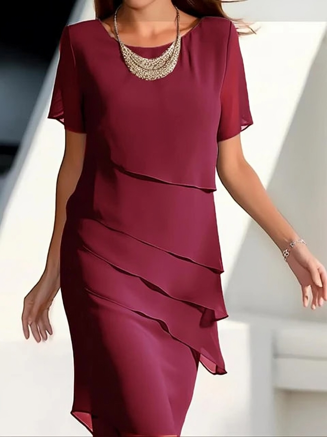 jurk voor dames โ Gavina | Elegante Midi Jurk Met Lagen