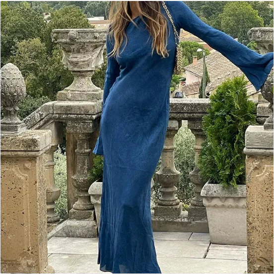 jurk voor dames – Haisley | Maxi Jurk met Trompetmouwen
