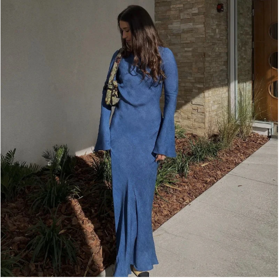 jurk voor dames – Haisley | Maxi Jurk met Trompetmouwen