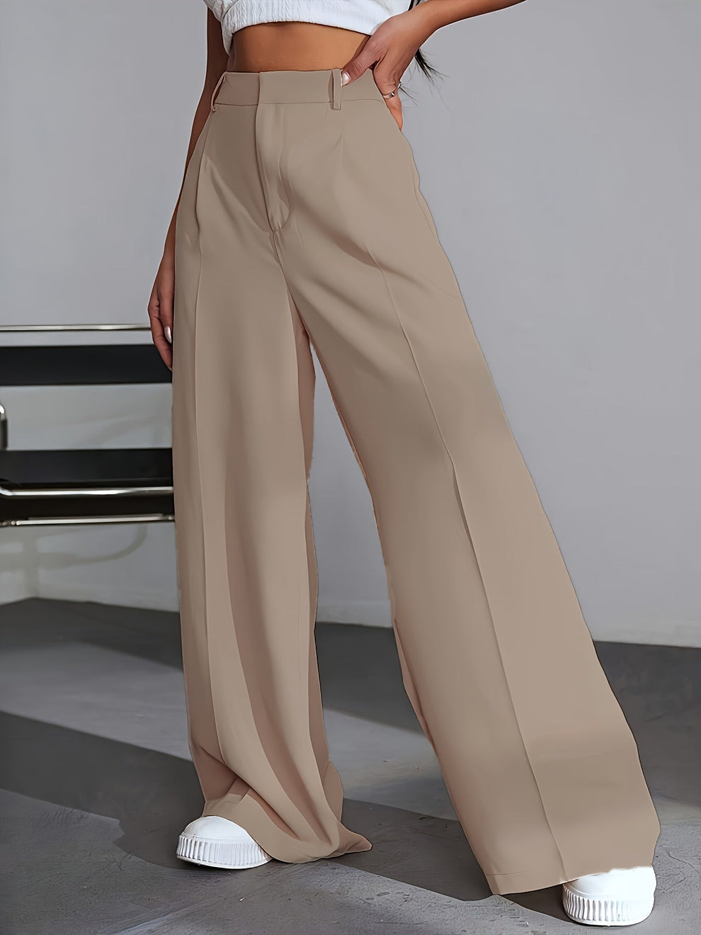 Lara | Hoge Taille Broek Met Wijde Pijpen - Fashion Lab