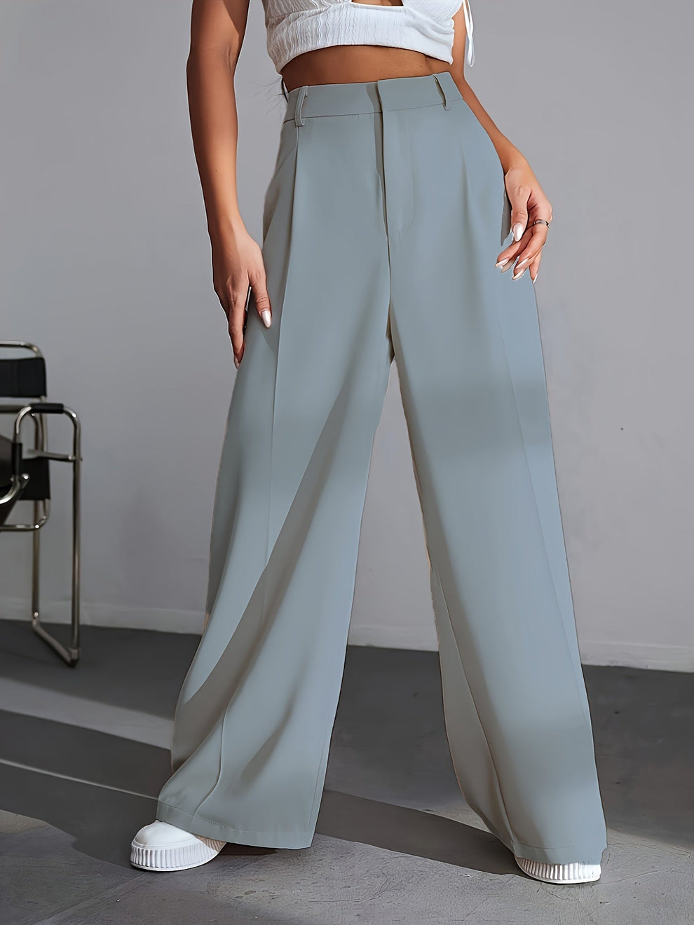 Lara | Hoge Taille Broek Met Wijde Pijpen - Fashion Lab