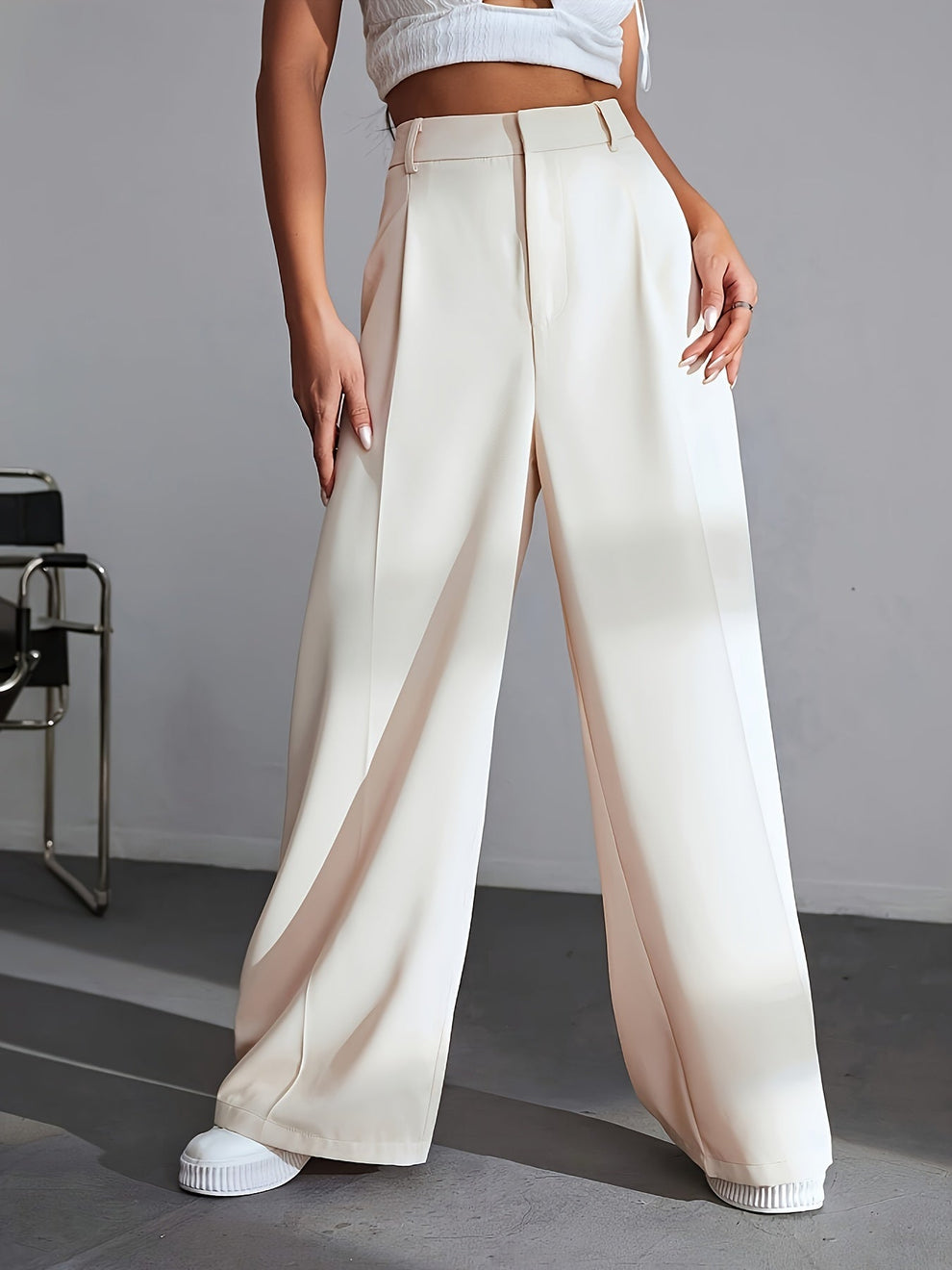 Lara | Hoge Taille Broek Met Wijde Pijpen - Fashion Lab