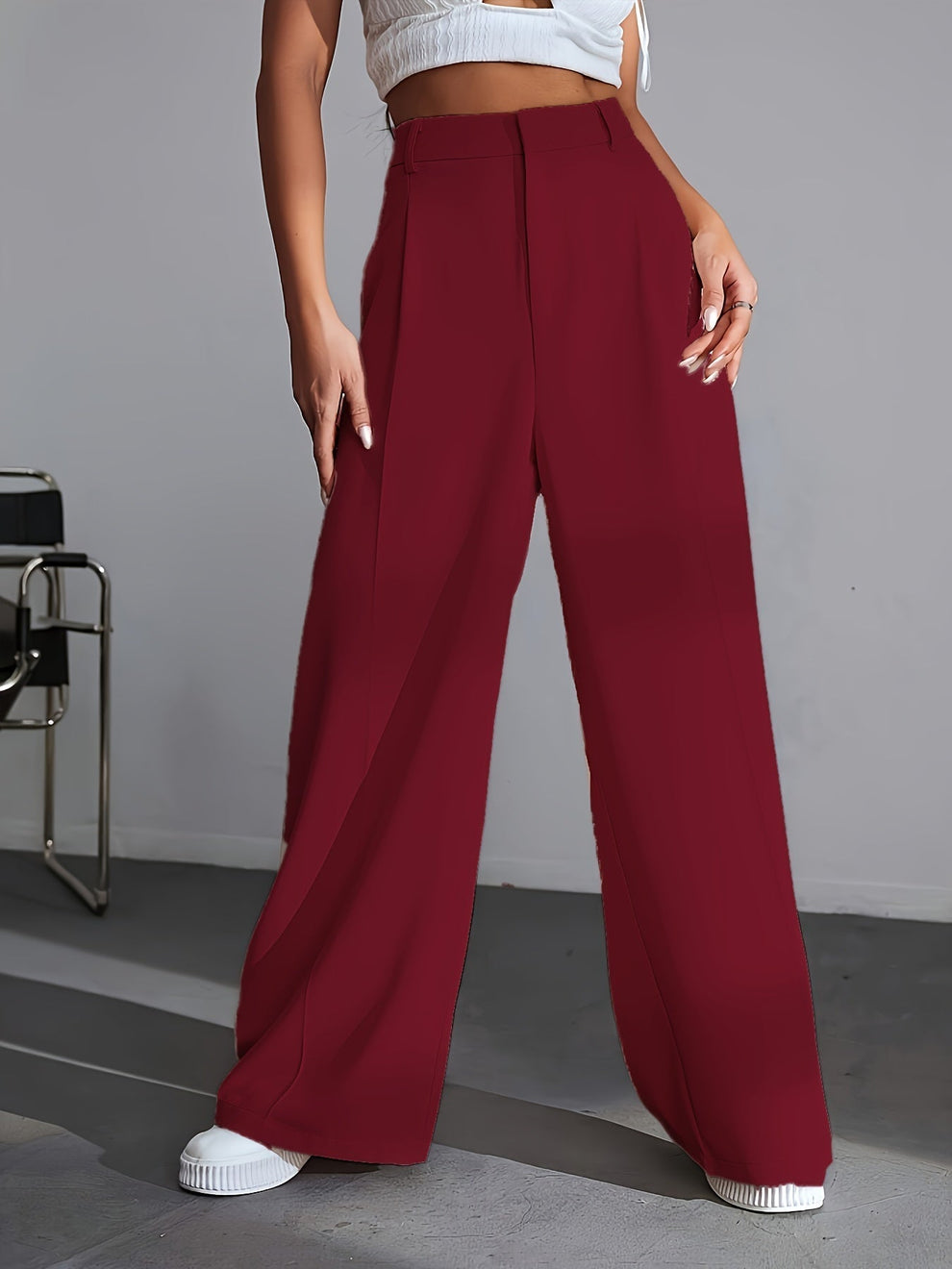Lara | Hoge Taille Broek Met Wijde Pijpen - Fashion Lab