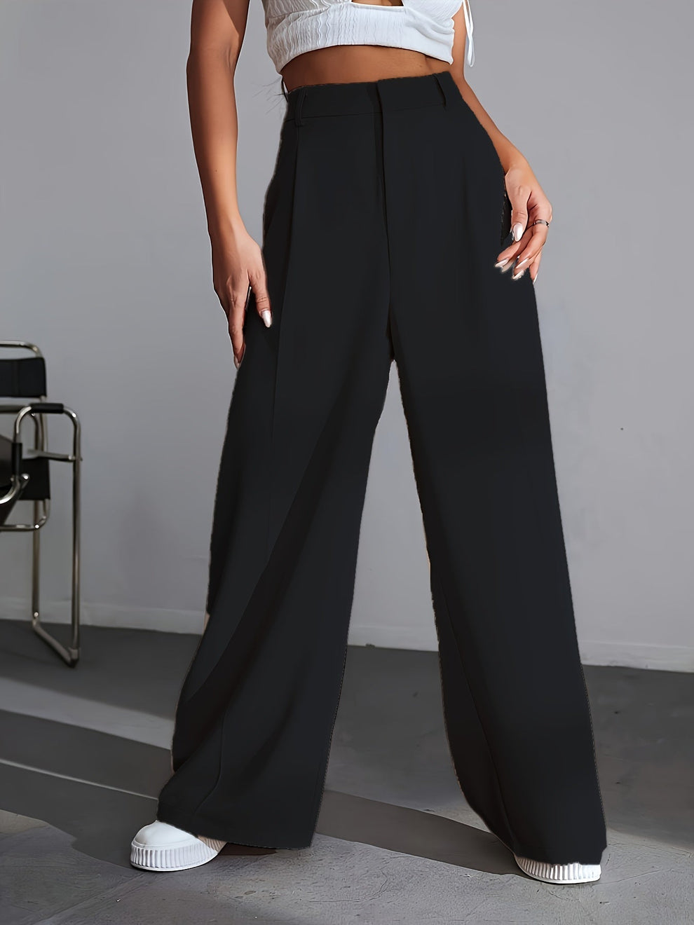 Lara | Hoge Taille Broek Met Wijde Pijpen - Fashion Lab