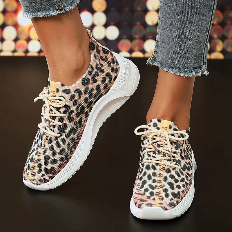 schoenen voor dames – Idony | Luipaard Print Ademende Trainers