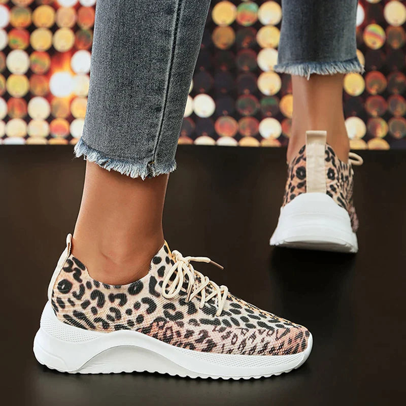 schoenen voor dames – Idony | Luipaard Print Ademende Trainers