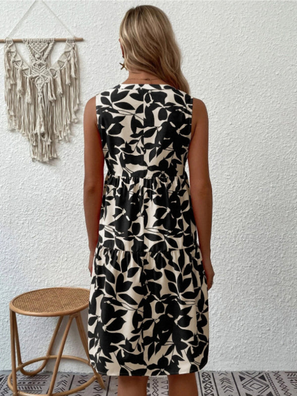 Lydea | Mouwloze Print Jurk - Fashion Lab