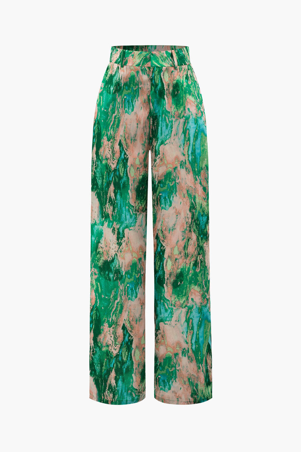 broek voor dames – Jossara | Marmerprint Hoge Taille Lange Broek
