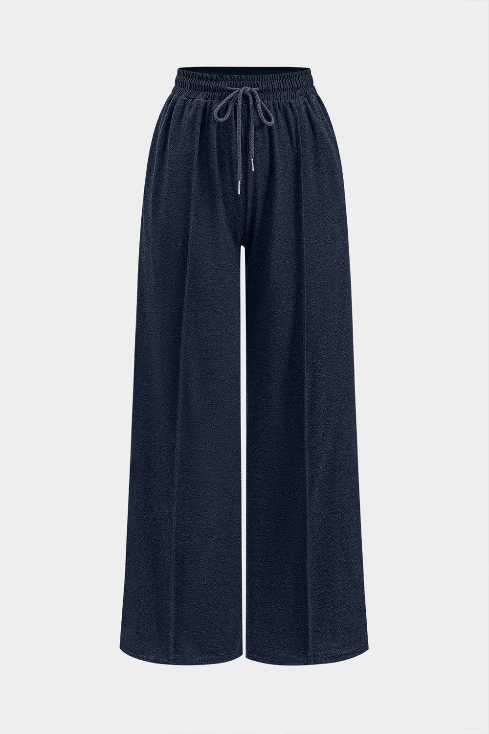 broek voor dames – Kaniah | Geplooide Wijde Broek Met Striksluiting