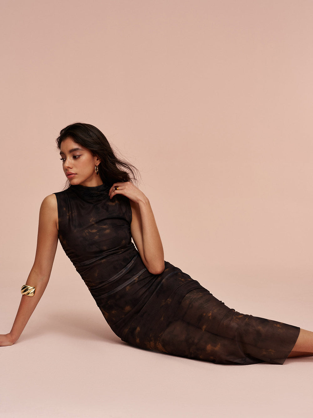 jurk voor dames – Kasani | Jersey Gevoerde Mouwloze Mesh Jurk