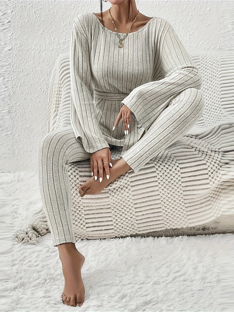 set voor dames – Kianna | Stijlvolle Geribbelde Tweedelige Set
