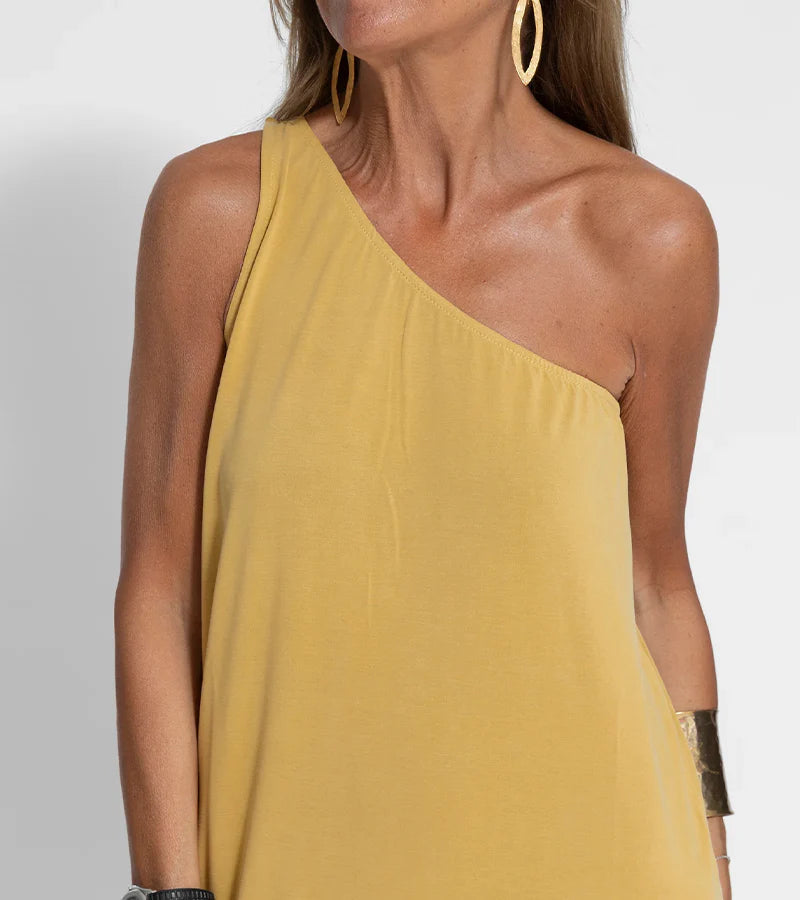 Klaris | Chique Maxi Jurk Met Één Schouder - Fashion Lab