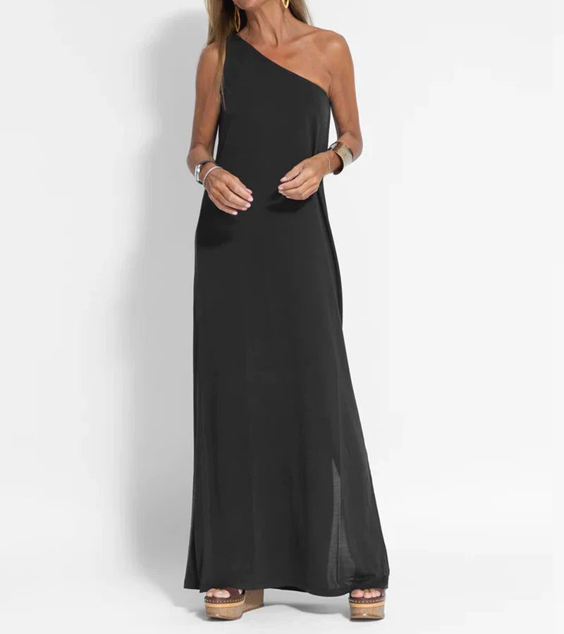 Klaris | Chique Maxi Jurk Met Één Schouder - Fashion Lab