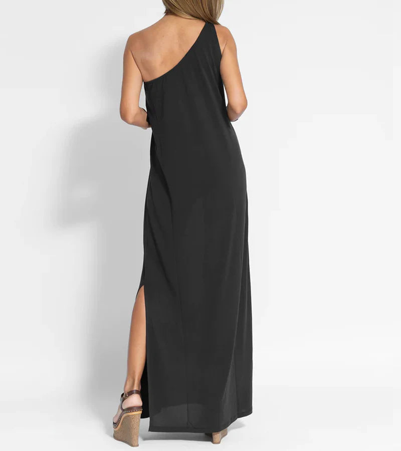 Klaris | Chique Maxi Jurk Met Één Schouder - Fashion Lab
