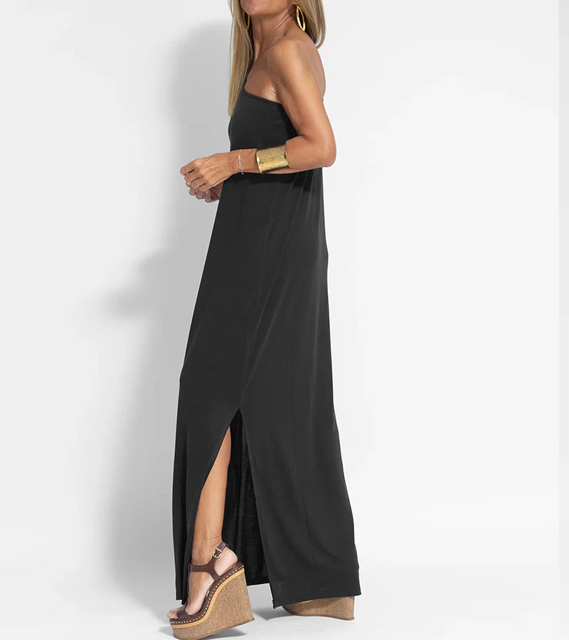 Klaris | Chique Maxi Jurk Met Één Schouder - Fashion Lab
