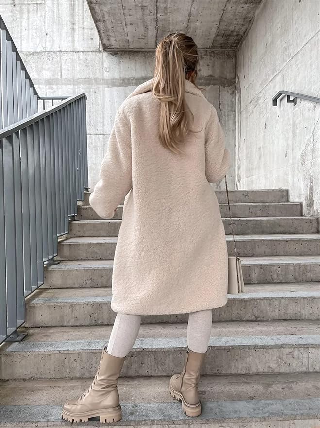 Vivian | Lange teddy jas voor dames - Fashion Lab